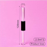 Tubes de brillant à lèvres et de laque à lèvres en PET multi-sections à double embout avec bouchon et pinceau, scellables, 2,5 ml*2, Matériaux d'emballage cosmétique