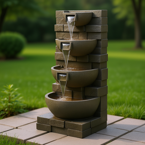 Fontaine d'extérieur à 4 niveaux, style empilable, 35,63 pouces, élément aquatique durable pour espaces extérieurs - Product Image 2