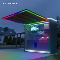 VANRIOS Ensemble de Cuisine Extérieure Moderne en Aluminium pour Hôtel, Grill Commercial, BBQ, Armoire Étanche, pour Terrasse et Camping, avec Abri et Lumières LED