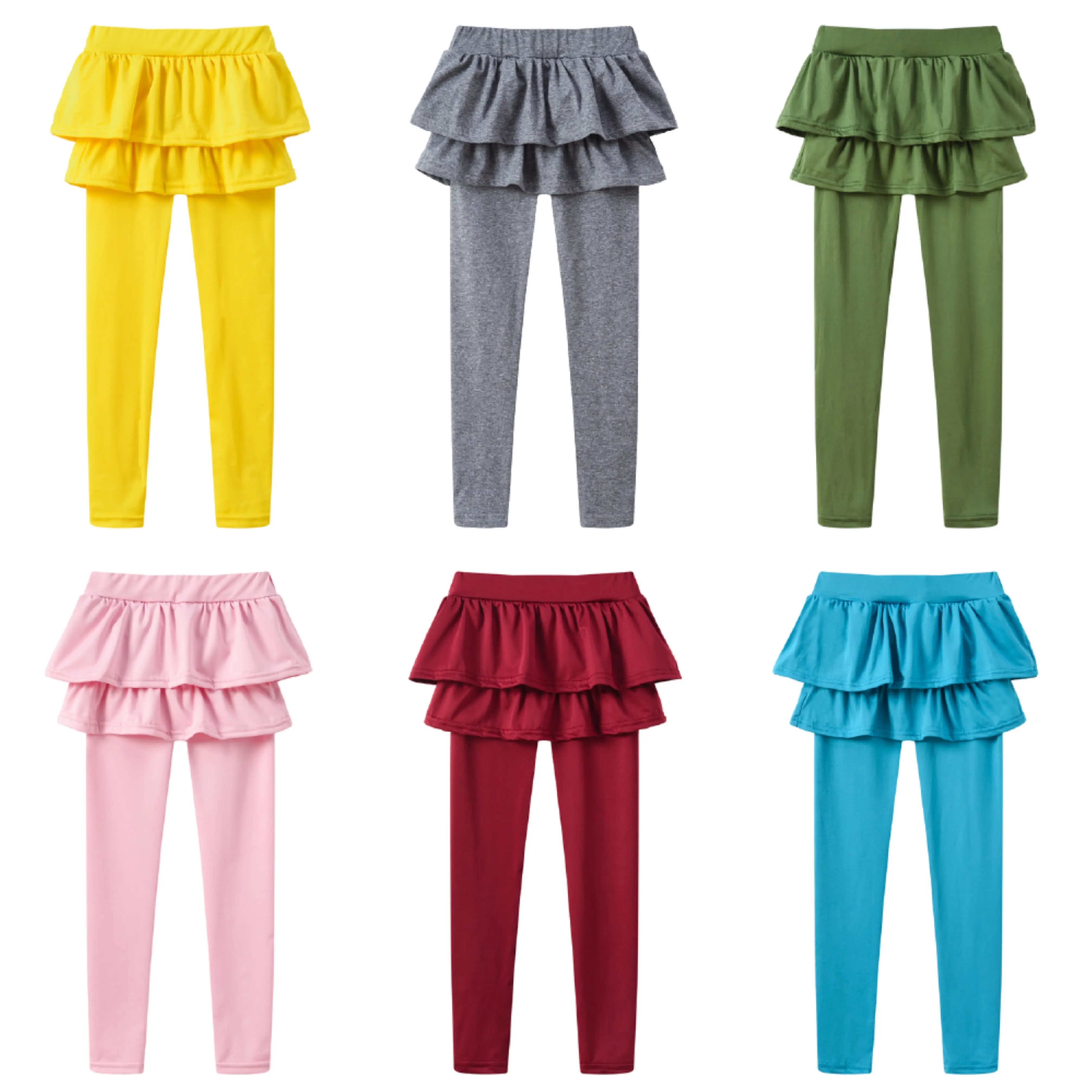 Leggings en coton pour enfants, vente spéciale, printemps-automne, tricot décontracté, couleur bonbon, pantalons pour filles, avec jupe, collection 2020