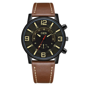Simple business men's watch premium genuine leather <b>waterproof</b> quartz <b>wristwatch</b> - Product Image 5