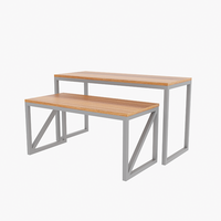 Meubles de magasin, table d'exposition de vêtements en bois de qualité à 2 niveaux avec roulettes