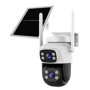 Nhà máy trực tiếp 6MP HD năng lượng mặt trời panel năng lượng mặt trời có thể sạc lại pin thông minh <span class=keywords><strong>IP</strong></span> <span class=keywords><strong>Wifi</strong></span> tầm nhìn ban đêm ống kính kép ngoài trời <span class=keywords><strong>Camera</strong></span> An Ninh - Product Image 1