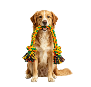 Jouet à mâcher pour chien en corde de coton multi-nœuds, corde à tirer tressée, jouet interactif durable pour la dentition des chiens de taille moyenne et grande, jouet à mâcher pour animaux de compagnie - Product Image 1