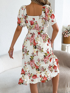 PASUXI Nuovissimo Abito Estivo <span class=keywords><strong>a</strong></span> Maniche Corte con Stampa Digitale, in Chiffon, Stile Moda, <span class=keywords><strong>Taglie</strong></span> Forti, Casual ed Elegante per Ragazze - Product Image 3