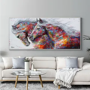 Große abstrakte Farbe Schwarz-Weiß-Pferd Poster und Drucke Tier Leinwand Malerei und Wand kunst Bilder nordische Dekoration