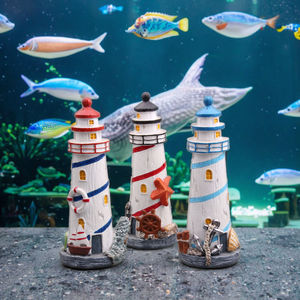Mediterrane 20Cm Hars Vuurtoren Ornament Voor Aquaria <span class=keywords><strong>Aquarium</strong></span> Decoratie Met Licht Voor Woonkamer Home Decor Accessoire - Product Image 5