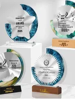 Trophée créatif en métal et cristal, médaille haut de gamme personnalisée, récompense commémorative, support pour cadeaux de salon professionnel, fabriqué en Chine