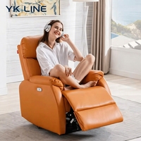Livraison rapide Vente chaude Canapé inclinable en cuir orange multifonctionnel