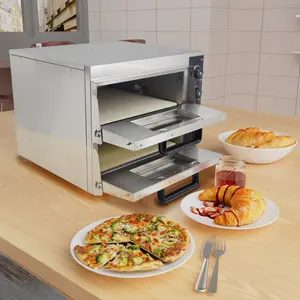 ماكينة إعداد البسكويت بطبقة مزدوجة، فرن بيتزا كهربائي محمول بطابقين، معدات خبز الخبز والكعك للمطبخ التجاري