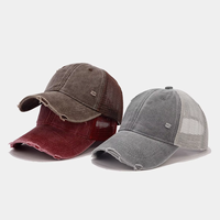 Nueva Gorra Trucker Vintage de Verano con Malla y Parches, Gorra de Béisbol Unisex de Algodón Lavado, Estilo Desgastado, Sin Estructura, con Cierre a Presión