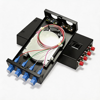 Caja de Empalmes de Fibra Óptica de 4 Puertos SC con Tapa Deslizante y Conectores Precargados, Caja de Acero Negra para Telecomunicaciones en Interiores, con Logotipo Personalizado