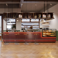 Mostrador Personalizado para Tienda de Té con Leche, Barra de Café, Vitrina con Iluminación LED, Impermeable y Ecológica para Cafetería o Tienda de Postres