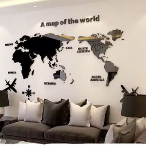 World <b>Map</b> Acrylic 3D Solid Crystal Bedroom Wall With Living Room Classroom Stickers Office Decoration Ideas - Product Image 1