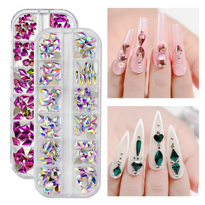 Bán Buôn New Nail Nghệ Thuật Thạch Không Thường Xuyên Phẳng Dưới Móng Tay Nghệ Thuật Thủy Tinh Kim Cương Trang Sức Móng Tay Phụ Kiện - Product Image 4