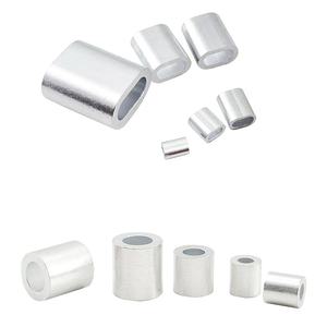 Aluminum Crimping Loop <b>Sleeves</b> <b>Cable</b> Crimp for 3/16 inch Wire Rope Line End - Product Image 6