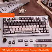 Keycaps à thème cacao émouvant, profil M-OA, sublimation par transfert thermique, 132 touches, matériau PBT pour clavier mécanique Mx Switch 61/64/68