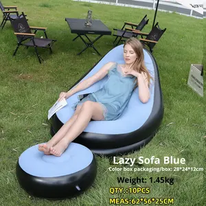 Moderne opblaasbare PVC-flock <span class=keywords><strong>sofa</strong></span> bed, nieuw, opvouwbaar, met voetpomp, voor slaapkamer, woonkamer of ziekenhuisgebruik. - Product Image 4