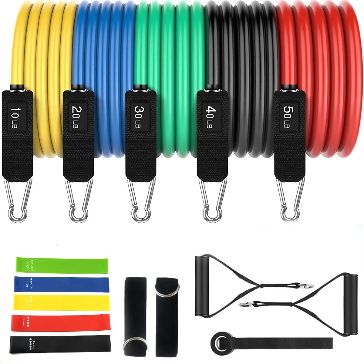 Exercise Resistance Bands 16PCS Set, Home Fitness Resistance Bands Exercise Elastic Pull Ropes for Indoor Strength Training