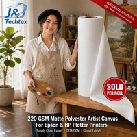 Lienzo Artístico de Poliéster Mate Tejido Impermeable de 220 GSM, Ecológico y Resistente a la Abrasión, Compatible con Impresoras Epson y HP Plotter