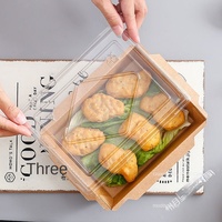 Boîte à salade jetable en papier kraft personnalisée avec division, impression offset, adaptée aux sushis, étanche et résistante à la chaleur