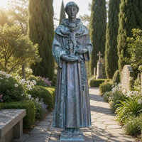 Statue de Saint Antoine avec l'Enfant Jésus en bronze coulé sur mesure, taille réelle, pour jardin