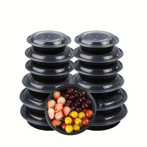 Contenedor Redondo Desechable de Plástico para Microondas, a Prueba de Fugas, con Tapa, Apto para Alimentos, Libre de BPA, Lonchera, Venta al Por Mayor de Fábrica - Product Image 1