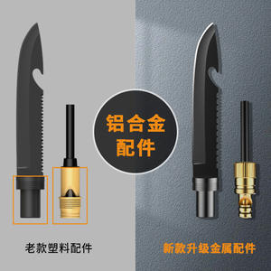 Pala plegable multifuncional negra con mango en D, herramienta de supervivencia para acampar al aire libre con linterna y cuchillo. - Product Image 2