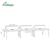 Bureau de travail en forme de L moderne, poste de travail pour le personnel, table de travail, design de bureau, poste de travail pour 6 personnes