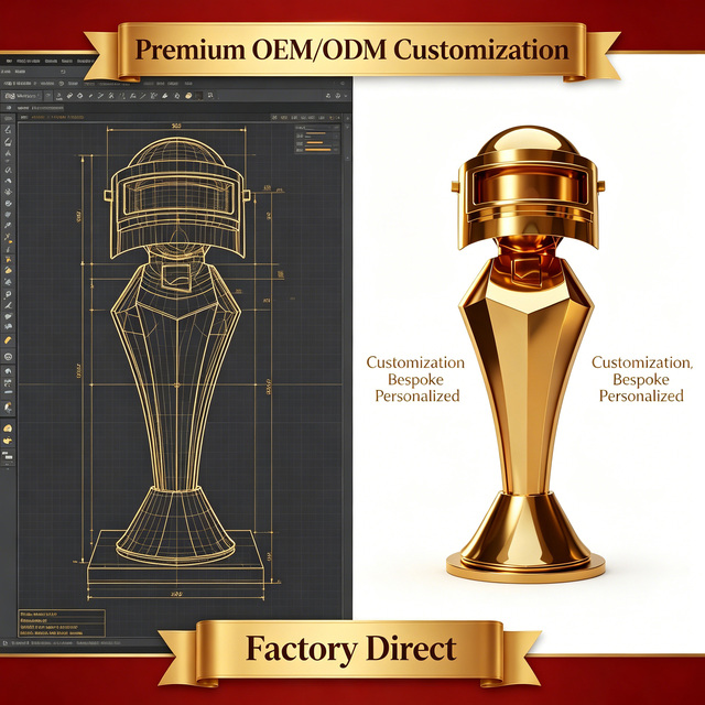 Custom Gold Gaming Helmet Trophy Cup Eco-friendly Engraved Metal Crafted Esports Champion Award for Welcome Gifts