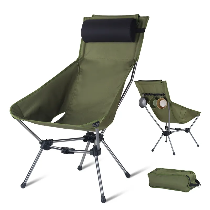 Tabouret pliable portable personnalisé pour l'extérieur Sac à dos pliable Chaise lune de camp à dossier haut ultralégère et robuste