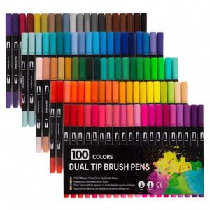 Dual Tip Waterbrush Pen Set 12 Colors Plastic Marker for Drawing Watercolor Marker with PP <b>Box</b> - Product Image 5