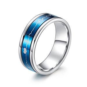 Rotating Titanium Steel <b>Ring</b> With Electrocardiogram Design Heartbeat Pattern Unisex Fashion Jewelry Gift - Product Image 5