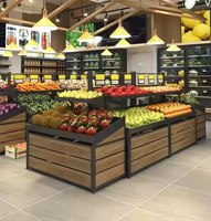 Kwalitatief hoogwaardige metalen supermarkt schappen voor fruit en groenten, zwaarbelastbaar supermarkt rek