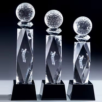 Trophée de golf en cristal 3D personnalisé, plaque de récompense en verre pour événements sportifs