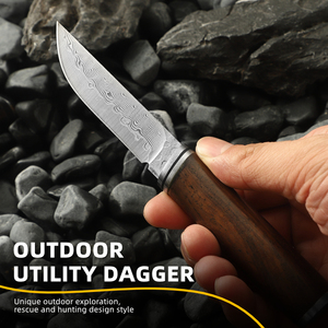 سكين جيب لصيد الأدغال في الهواء الطلق بدمشقة فائقة الحدة بمقبض من خشب الصندل - Product Image 4