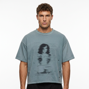 Camiseta de Algodón Extra Grande para Hombre con Estampado Fotográfico, Cuello Redondo, Diseño Casual Urbano, Manga Corta, Ajuste Transpirable - Product Image 1