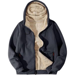 FOXA Sherpa Hoodie Men Zip Up <b>Fleece</b> <b>Lined</b> Warm Hooded Sweatshirt Heavyweight Winter <b>Jacket</b> - Product Image 1