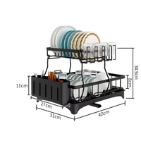 Nouveau égouttoir à vaisselle double niveau sur pied, moderne et simple, en métal, avec options bicolores amovibles, pour rangement de table de cuisine