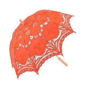 Parasol de mariage victorien en dentelle, fait main, couleur bambou naturel, grand format, 48 cm, bambou et dentelle de coton - Product Image 4