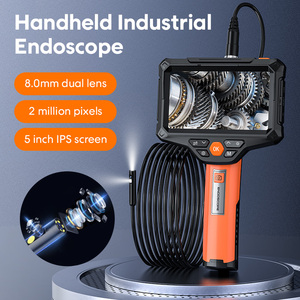 Caméra d'inspection industrielle portable G51 8 mm à double <span class=keywords><strong>objectif</strong></span>, endoscope industriel pour tuyaux de 1 m, écran IPS 5 pouces, 2MP, boroscope, vidéoscope - Product Image 2