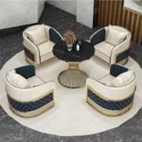Ensemble chaise et table en cuir simple moderne avec pieds en métal doré pour meubles de restaurant, café, café, restaurant