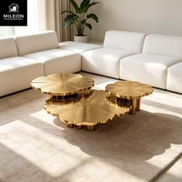 Table basse moderne créative en métal doré motif anneau d'arbre, table centrale de luxe personnalisée en acier inoxydable pour hall d'hôtel, villa, maison