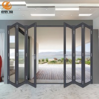 Porte pliante en aluminium à cadre étroit avec isolation thermique et surface finie pour villa moderne et balcon