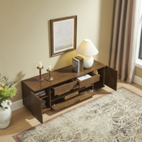 Meuble TV moderne pour salon, compatible avec les téléviseurs jusqu'à 65 pouces, centre de divertissement en MDF avec rangements ouverts, armoires latérales et tiroirs