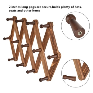 Crochets muraux extensibles <span class=keywords><strong>en</strong></span> <span class=keywords><strong>accordéon</strong></span> marron vintage pour chapeau et <span class=keywords><strong>manteau</strong></span> - Product Image 4