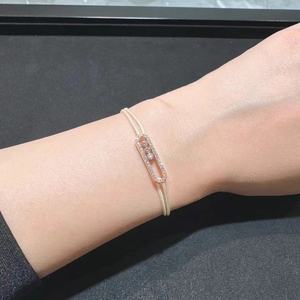 Bracelet à breloques Messicardrs en acier inoxydable avec trois anneaux en zircon, plaqué or, cordon rouge porte-bonheur, bijoux tendance et mode - Product Image 3