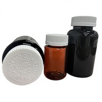 Bouteille vide en PET ambré de 50 ml, 100 ml, 120 ml, 250 ml, 300 ml, qualité alimentaire, pour vitamines, médicaments, capsules, bouteille à large ouverture avec CRC
