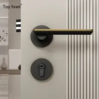 Serrure de porte de chambre silencieuse en cuivre Design français Style universel ménage poignée de porte en bois pour salles de bain en acier