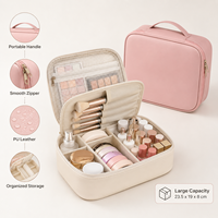 Nouvelle Trousse de Maquillage Portable Grande Capacité en PU avec Fermeture Éclair, Sac de Voyage pour Pinceaux et Cosmétiques